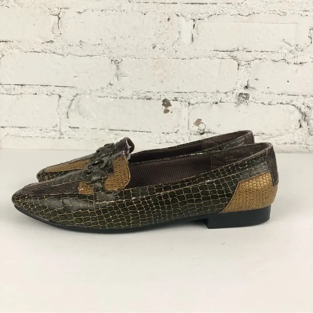 Vintage Annie Patchwork Faux Animal Tiger Accent Loafers